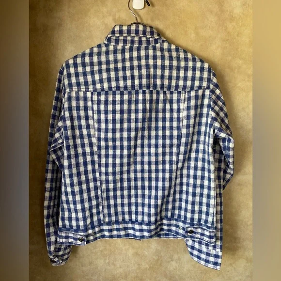Vintage 60s 70s Levi's Blue and White Gingham Lite Jacket Flannel - Picture 2 of 9